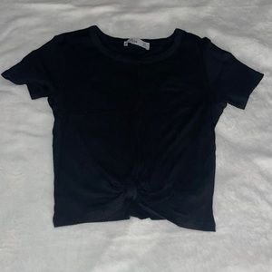 Black Ribbed Knot Crop Top